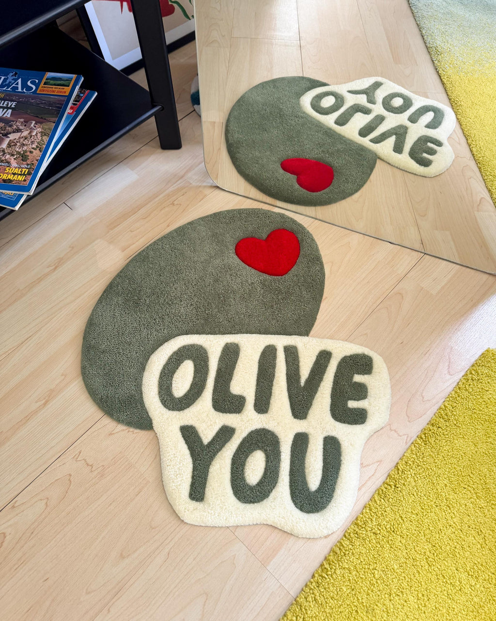 LargoModern Olive You Custom Tufted Rug Fluffy 22x20 Inches