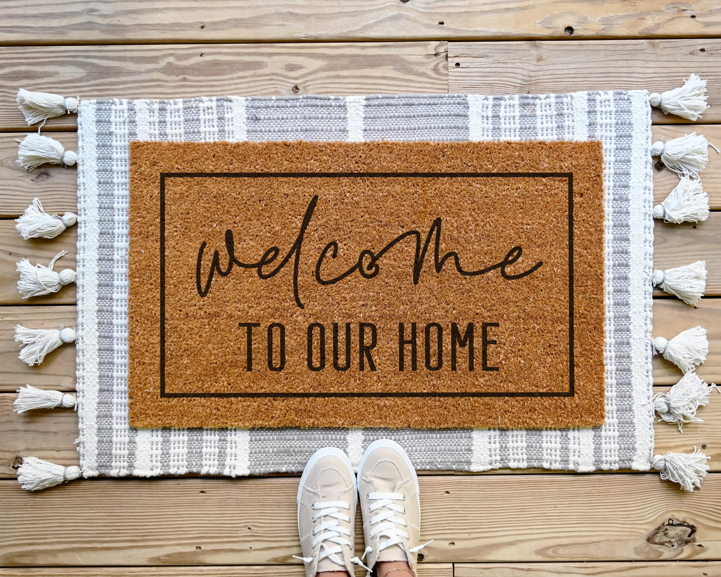 HamlinRowShop Welcome to Our Home Coir Doormat Slip Resistant Rubber Backing 18x30in Standard