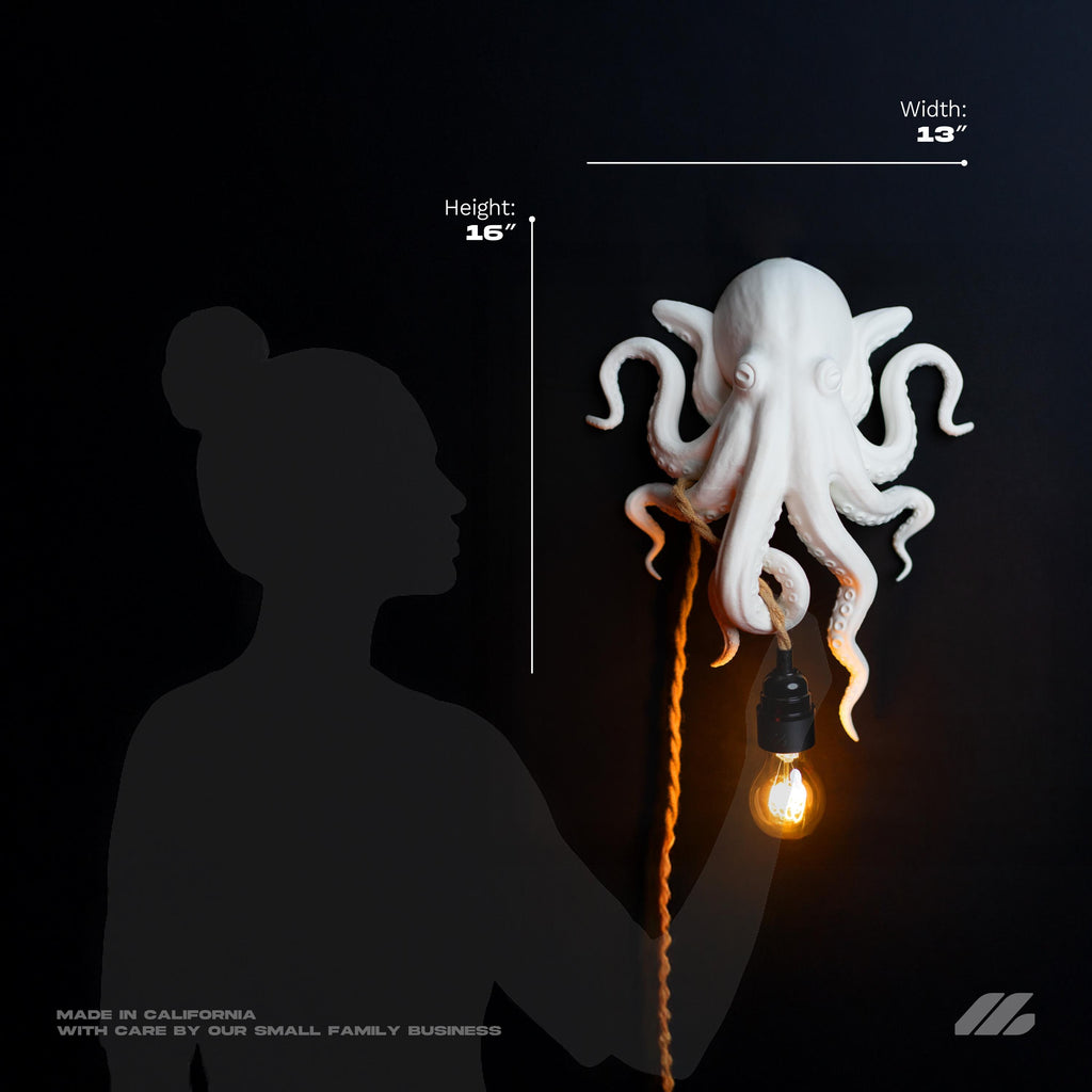 April16studio Octopus Wall Lamp Handcrafted Light Sculpture Sconce White