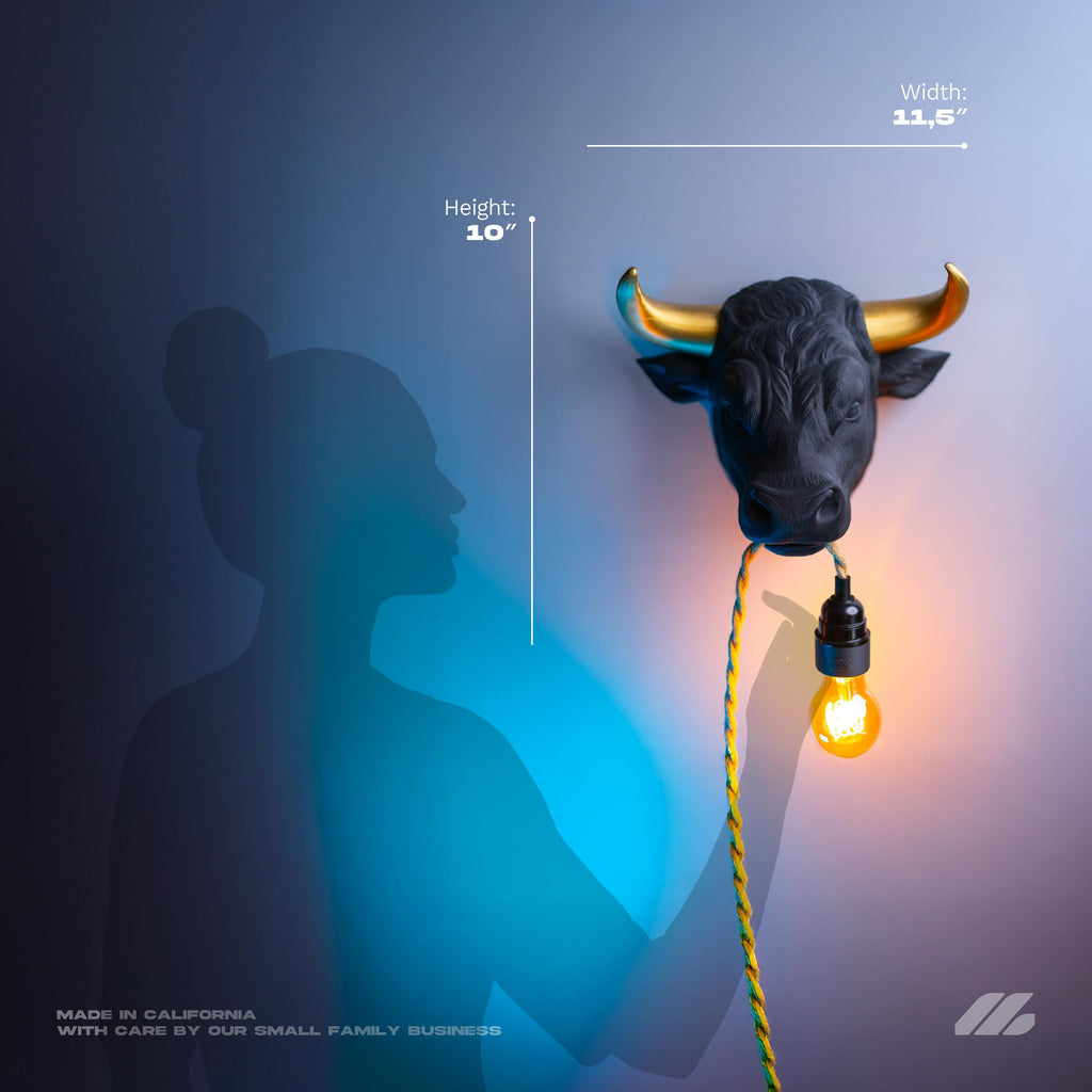 Bull Wall Lamp 3D Printed Handcrafted Sconce