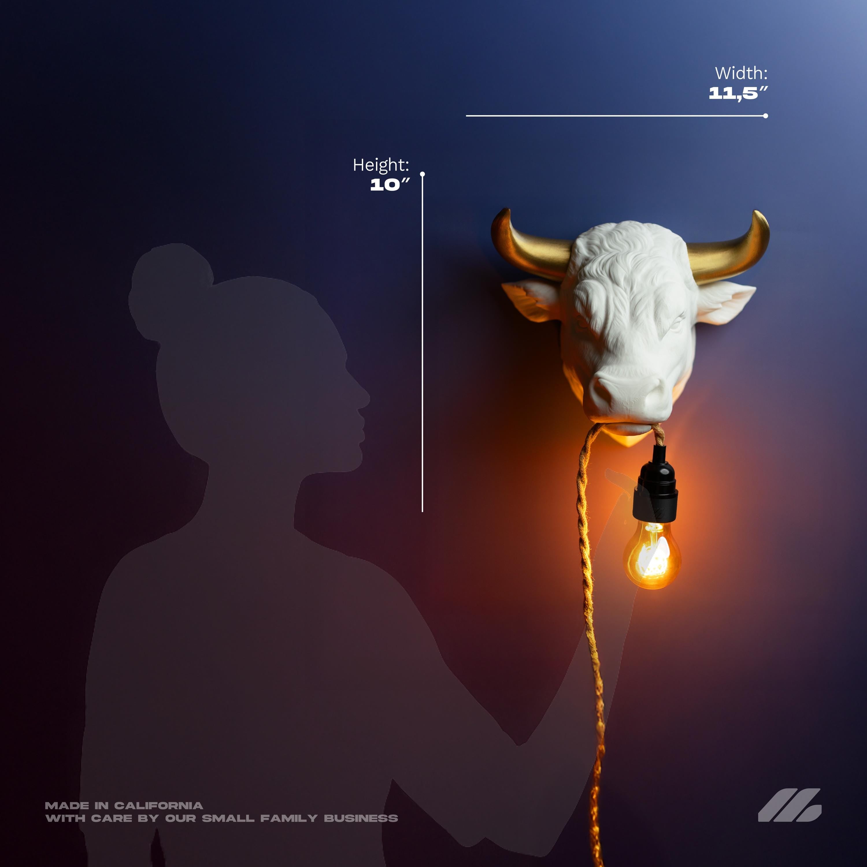April16studio Bull Wall Lamp 3D Printed Handcrafted Sconce White