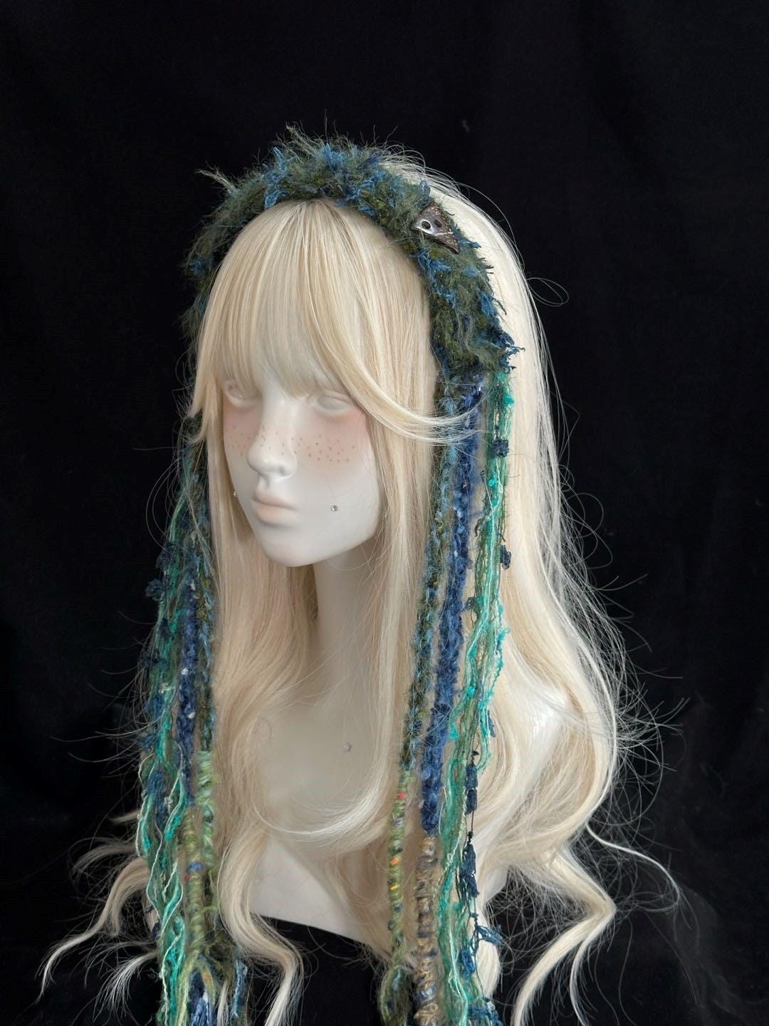 StellarPride Crochet Elf Headband Colorful Clip-On Boho Fairy Hair Accessory