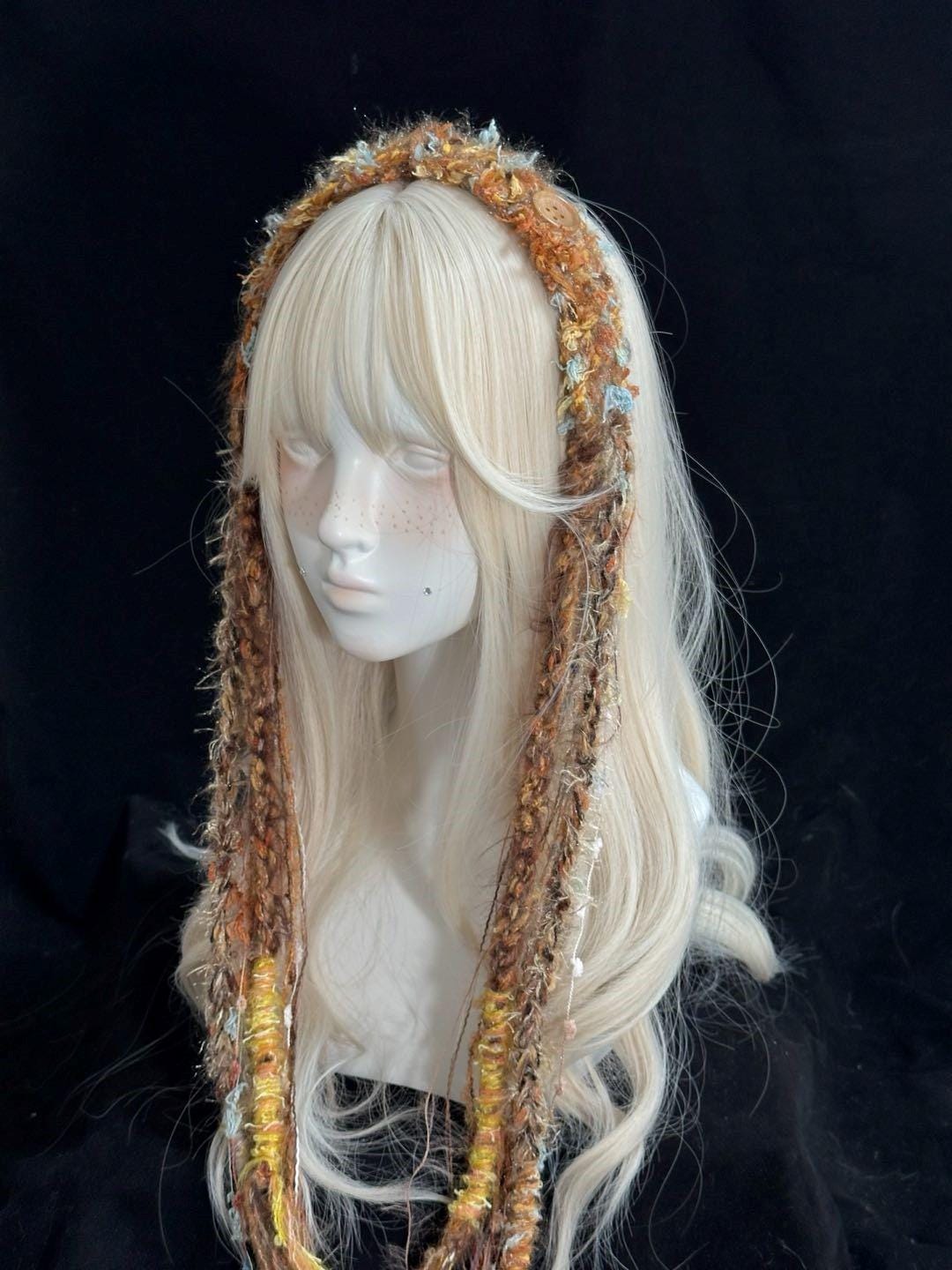 StellarPride Crochet Elf Headband Colorful Clip-On Boho Fairy Hair Accessory
