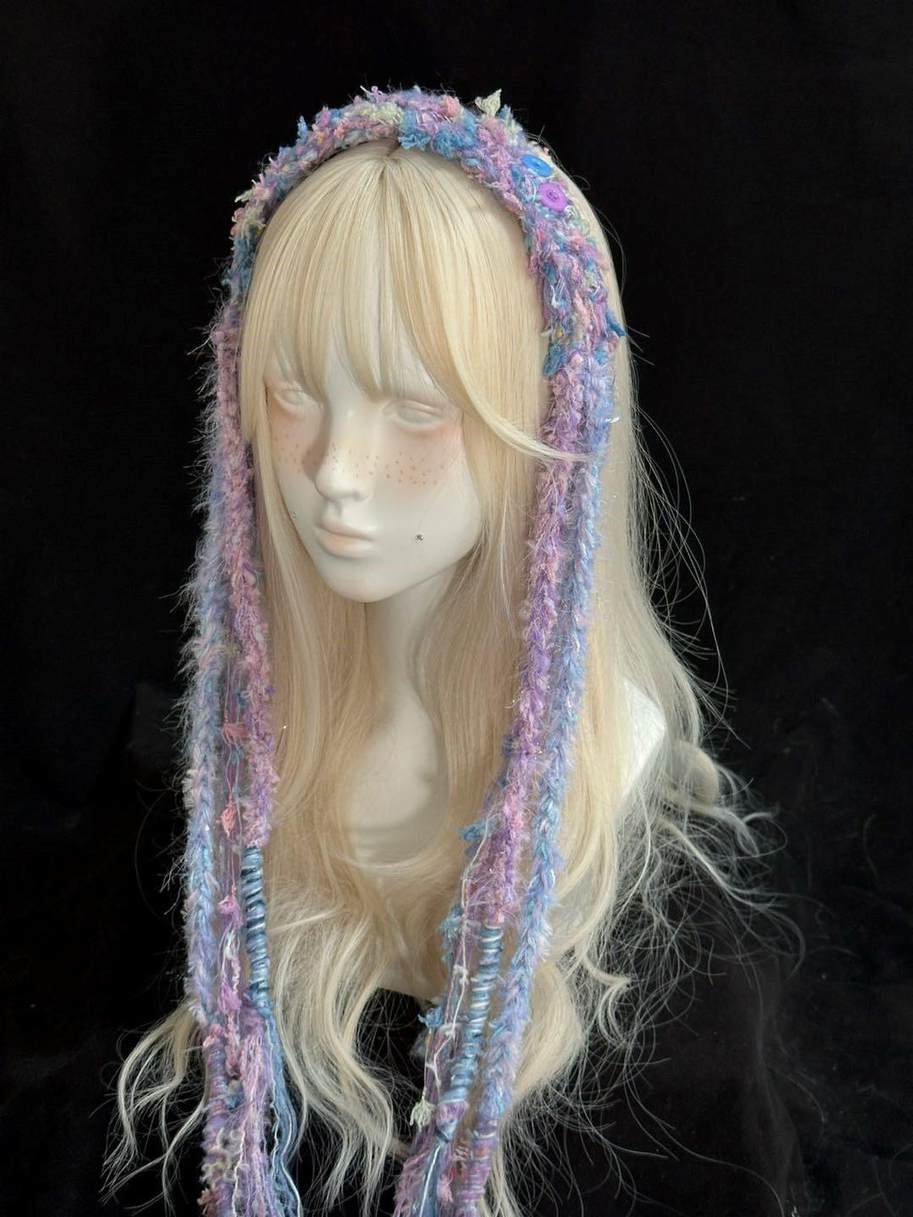 StellarPride Crochet Elf Headband Colorful Clip-On Boho Fairy Hair Accessory