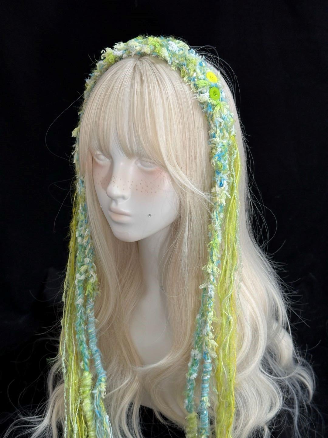 StellarPride Crochet Elf Headband Colorful Clip-On Boho Fairy Hair Accessory