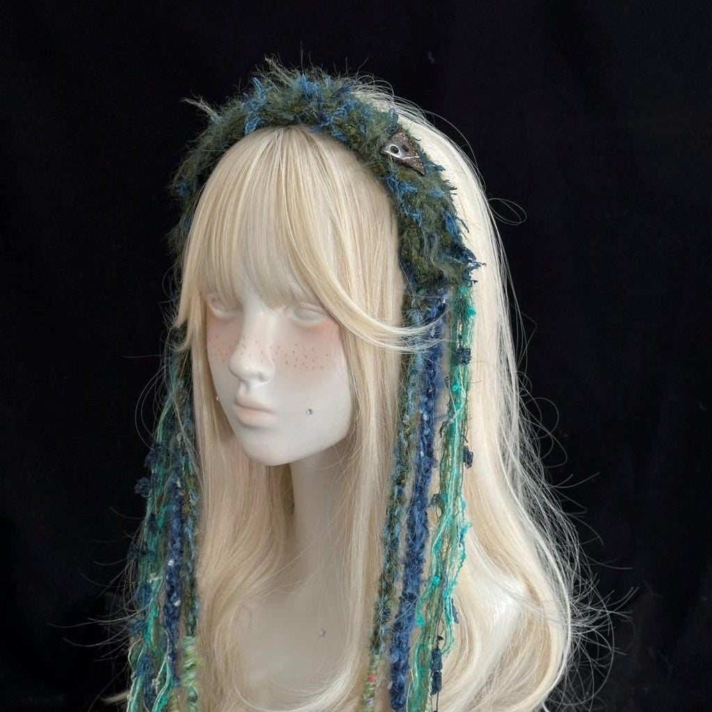 StellarPride Crochet Elf Headband Colorful Clip-On Boho Fairy Hair Accessory