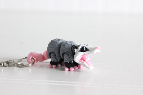 DelightfullyDutch 3D Printed Opossum Keychain 2.5in Thermoplastic