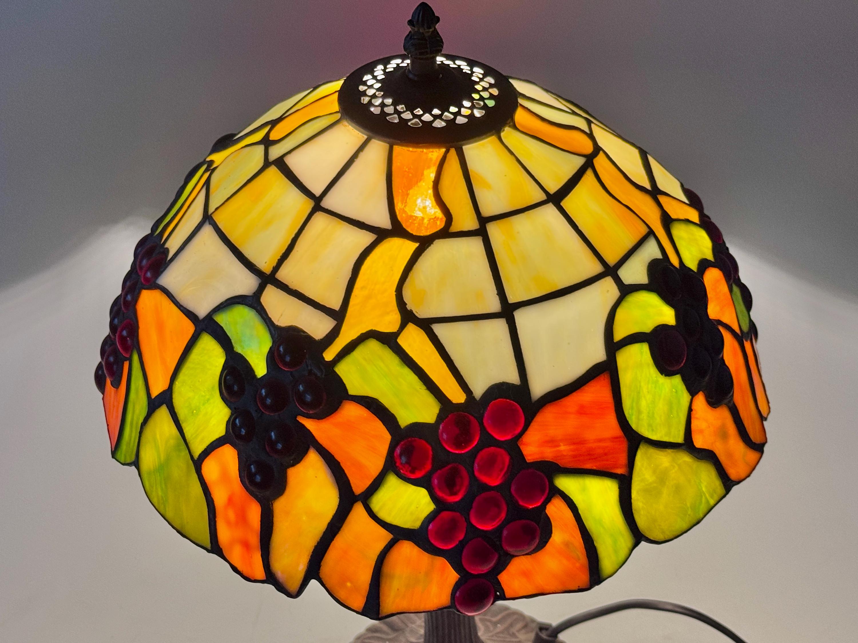 U2Antique Grape Wisteria Tiffany Table Lamp 12in
