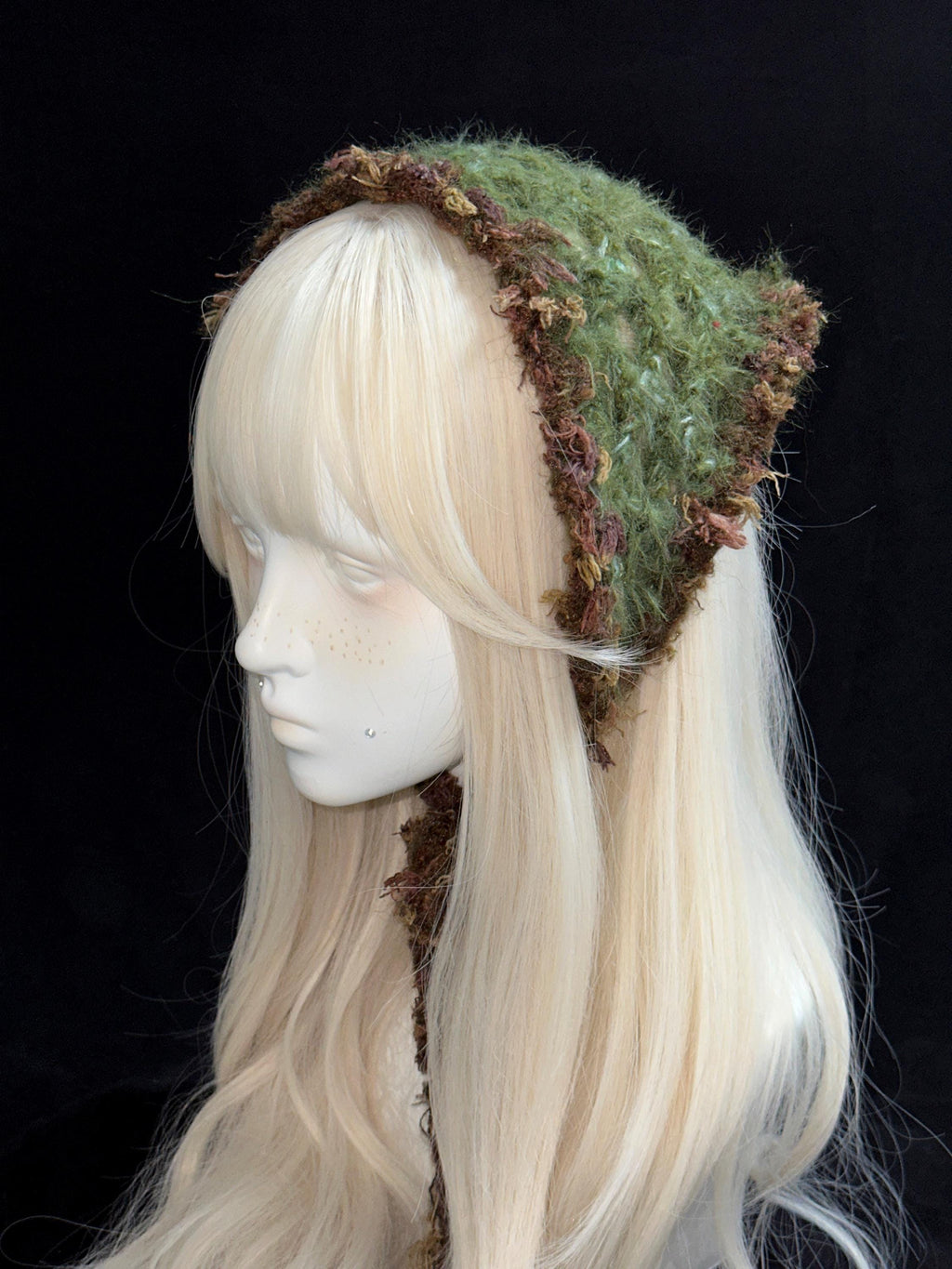 StellarPride Woodland Style Crochet Headscarf Hand Blended Yarn