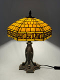 U2Antique 12" Tiffany Table Lamp Diamond Shell Stained Glass