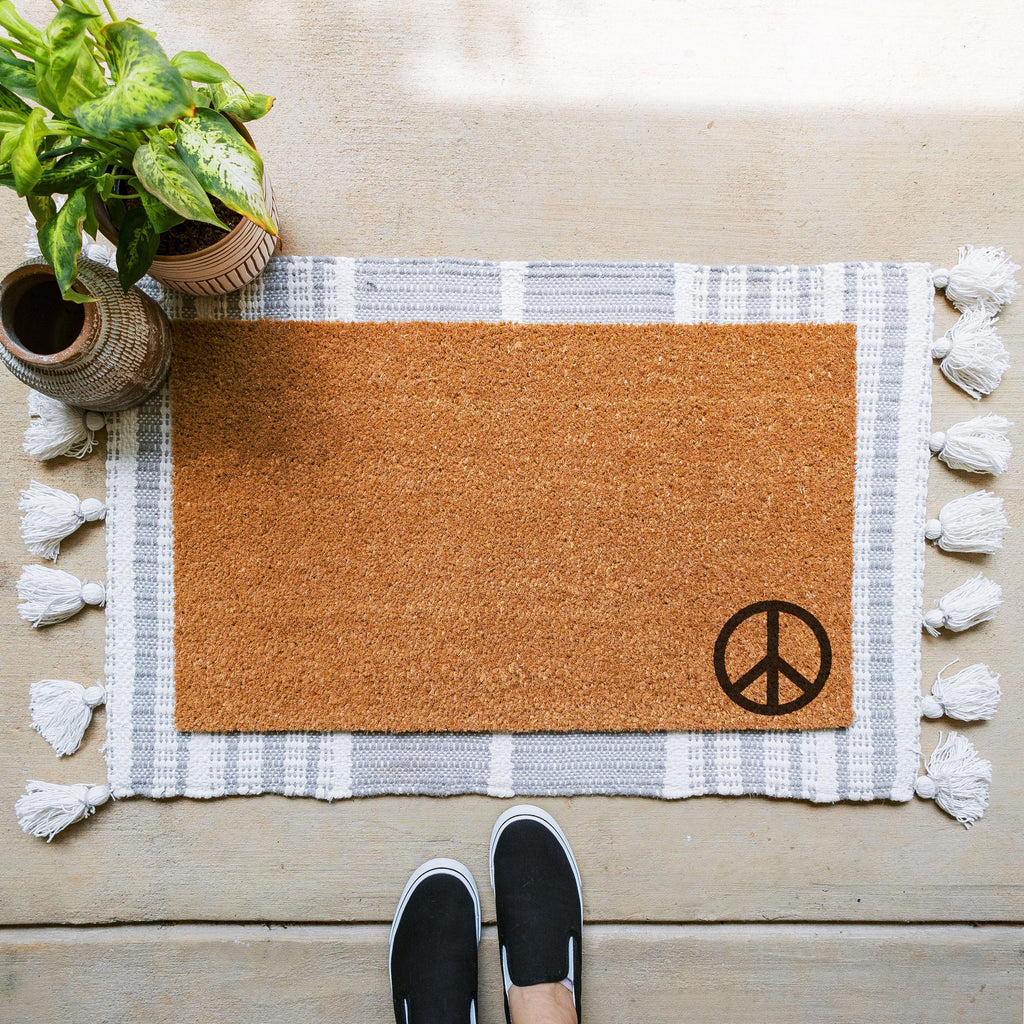 HamlinRowShop Welcome Cursive Script Coir Doormat Front Porch