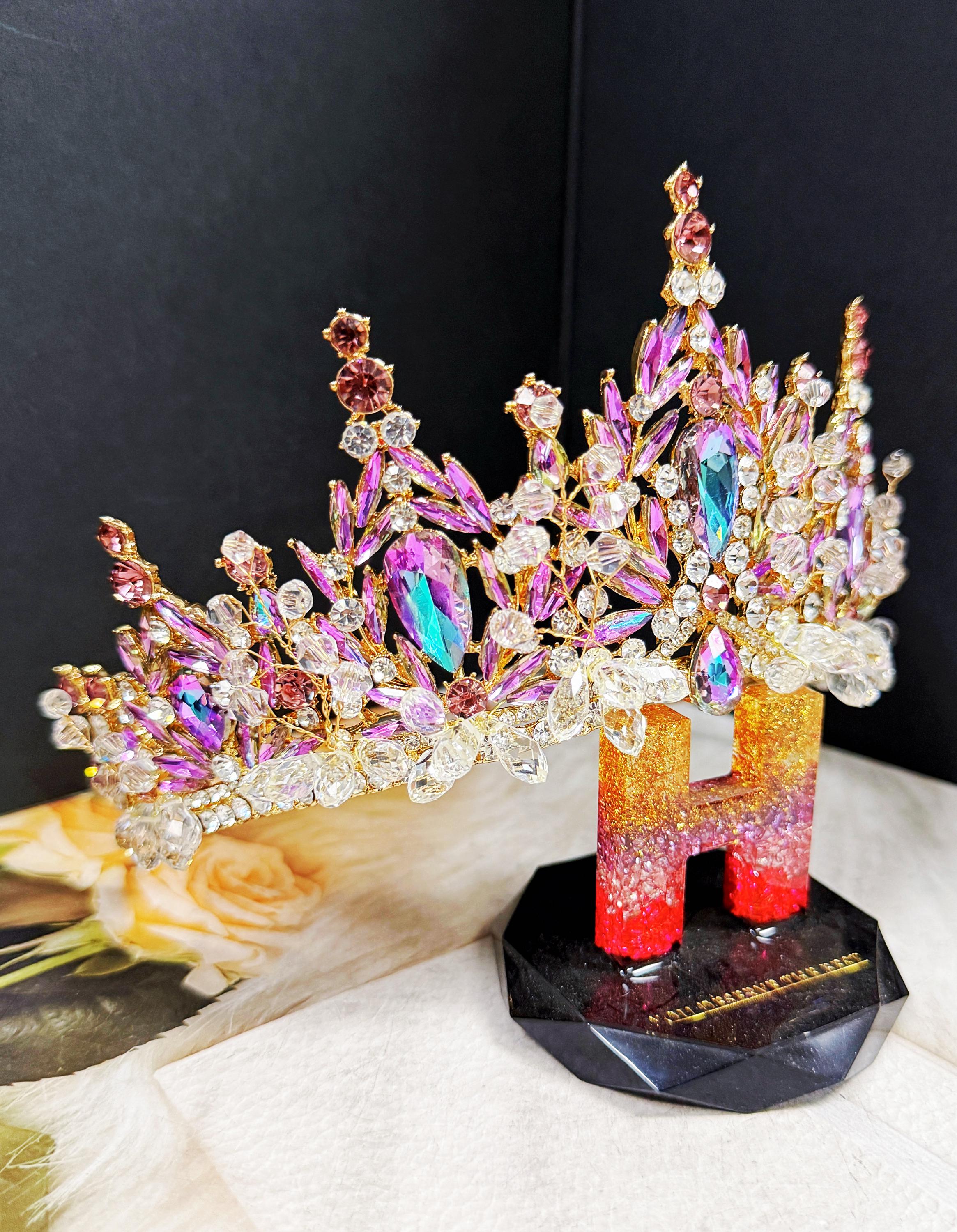 Lavender Gemstone Crystal Victorian Tiara Bridal Crown Princess