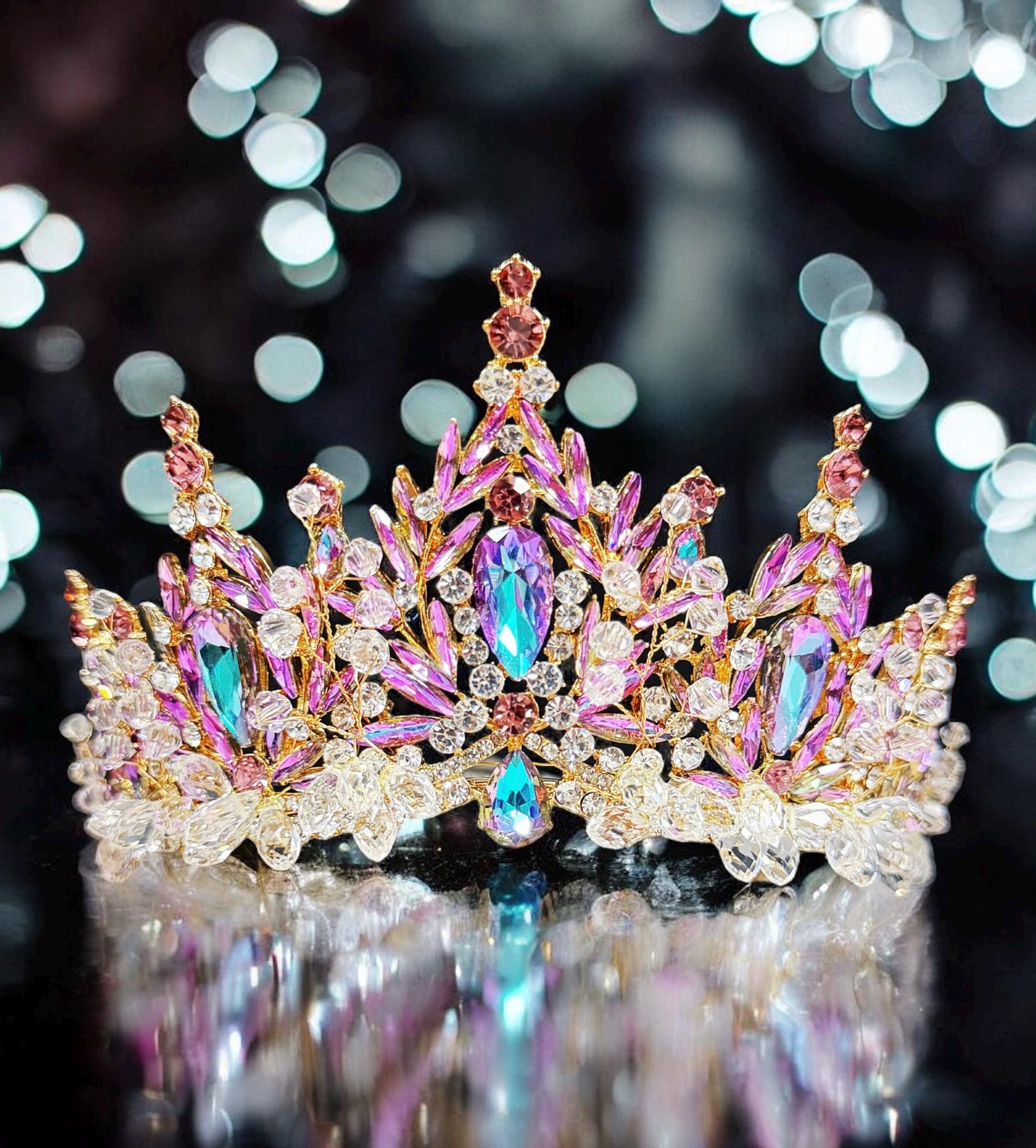 Lavender Gemstone Crystal Victorian Tiara Bridal Crown Princess