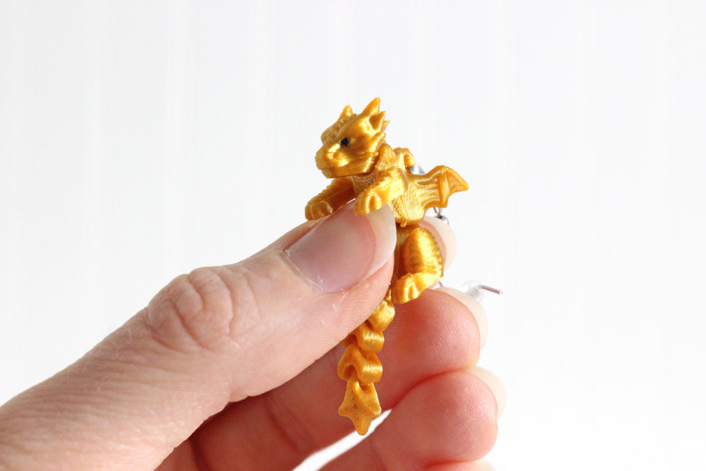 DelightfullyDutch 3D Printed Dragon Dangle Drop Earrings