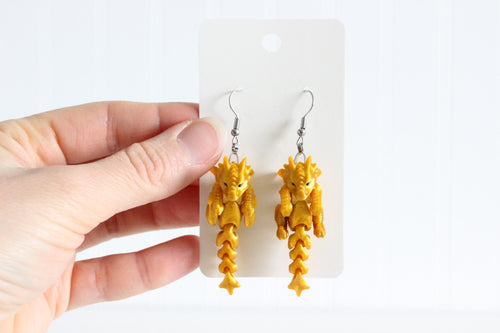 DelightfullyDutch 3D Printed Dragon Dangle Drop Earrings