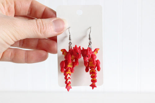 DelightfullyDutch 3D Printed Dragon Dangle Drop Earrings