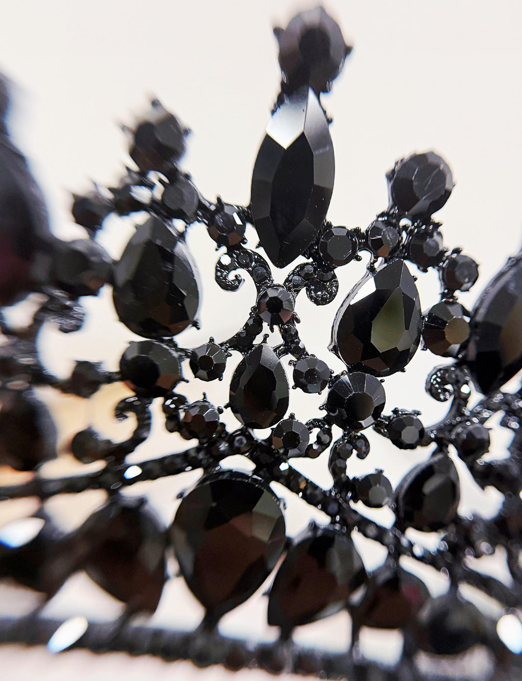 Gothic Wedding Tiara, Witch Queen Black Crystal Crown, Costume Headpiece