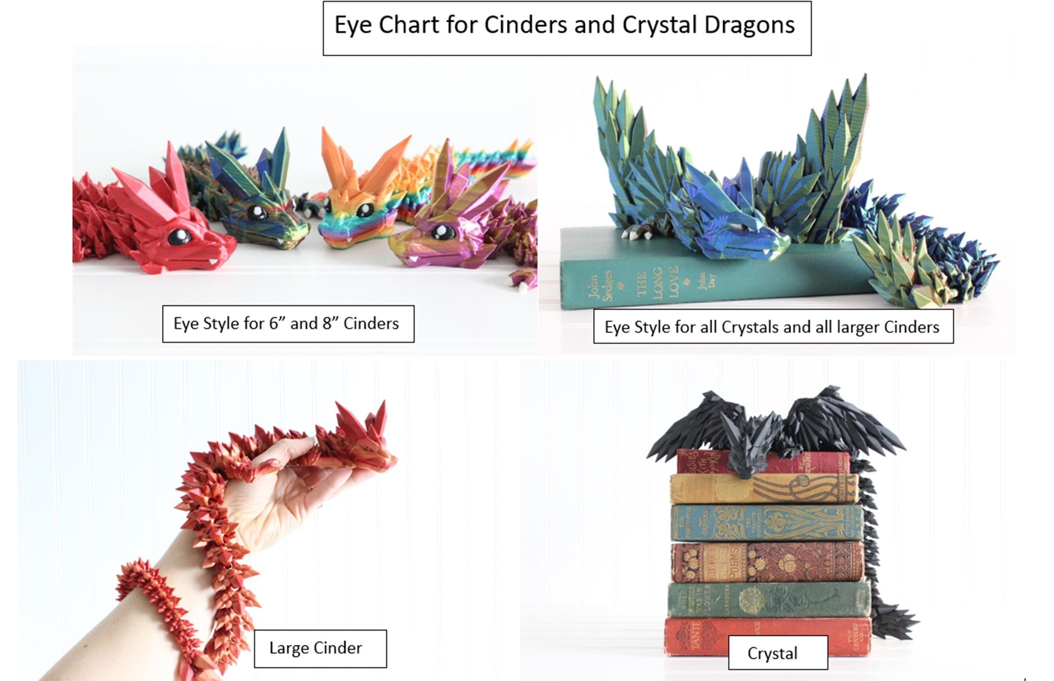 DelightfullyDutch 3D Printed Articulated Dragon Figurine with Eyes