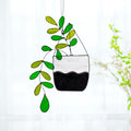 RainLine Large Boho Stained Glass Plant Suncatcher 14.57in Hanging