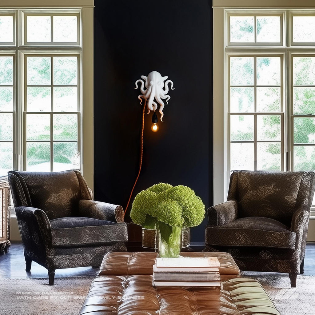April16studio Octopus Wall Lamp Handcrafted Light Sculpture Sconce White