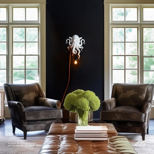 April16studio Octopus Wall Lamp Handcrafted Light Sculpture Sconce White