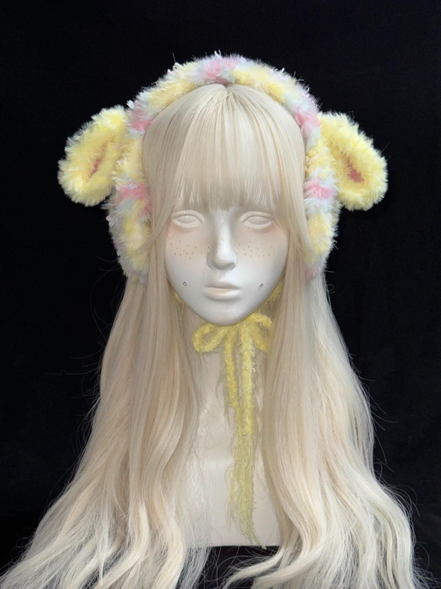 Handmade Pastel Lamb Ear Headband Cozy Winter Ear Warmer