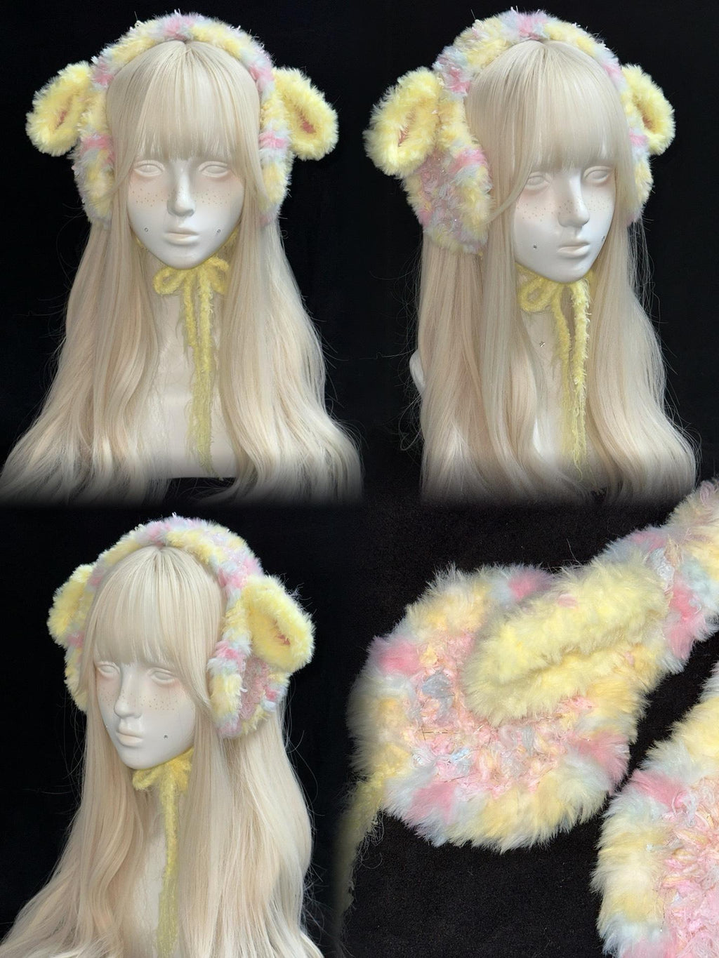 Handmade Pastel Lamb Ear Headband Cozy Winter Ear Warmer