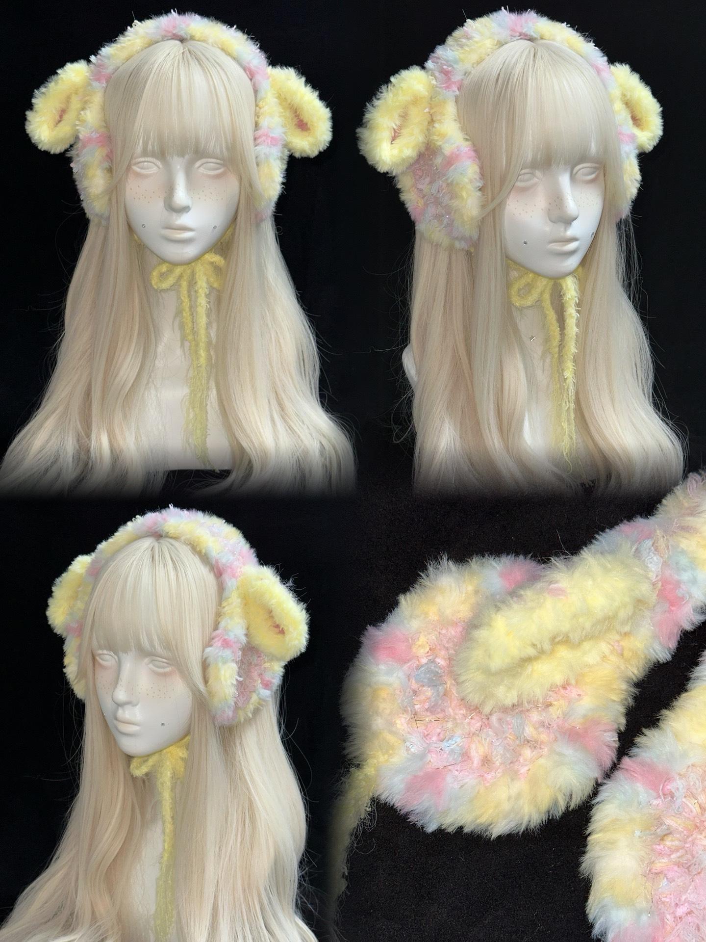 Handmade Pastel Lamb Ear Headband Cozy Winter Ear Warmer