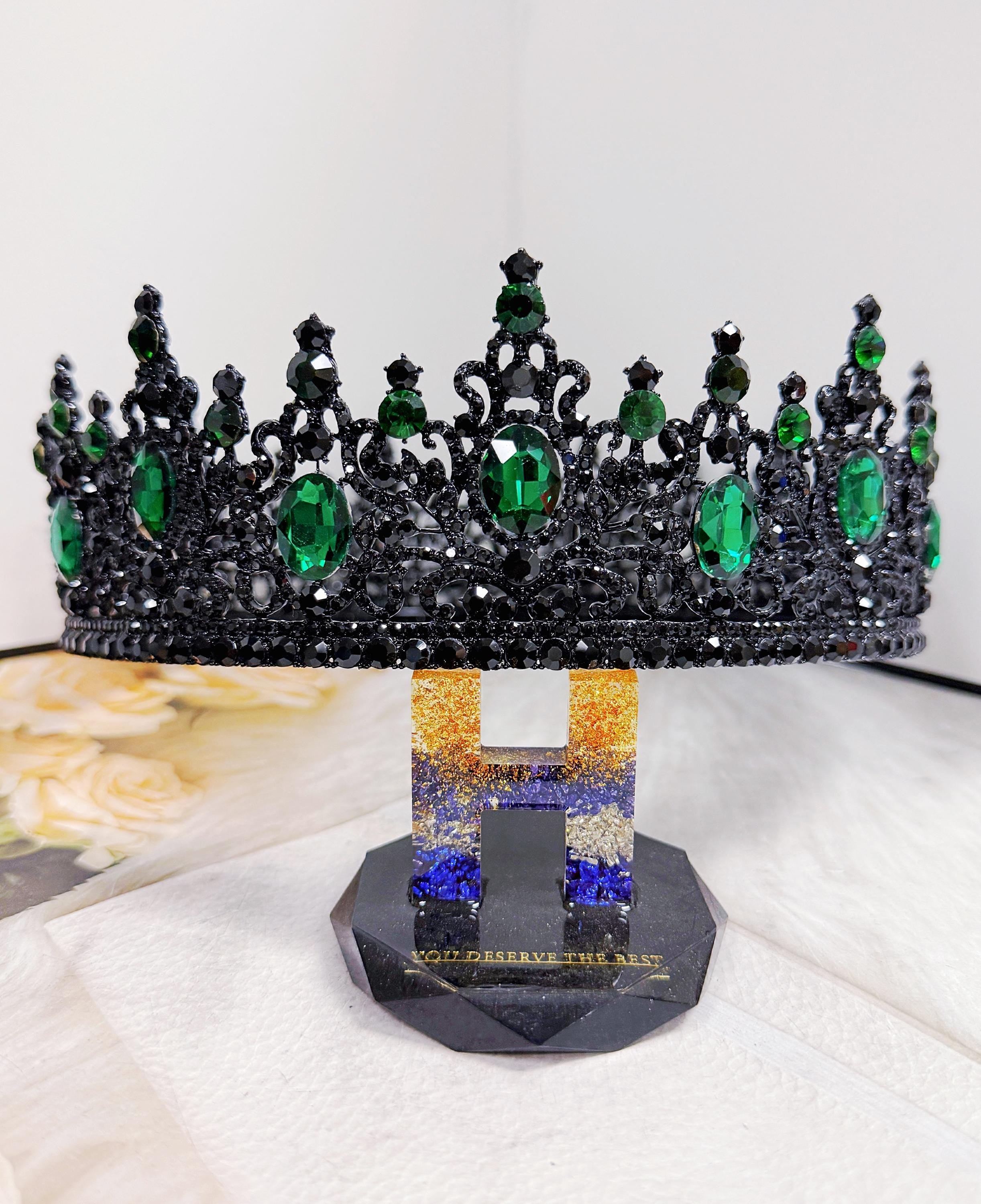 Black King Crown: Green Stone Gothic Renaissance Coronation
