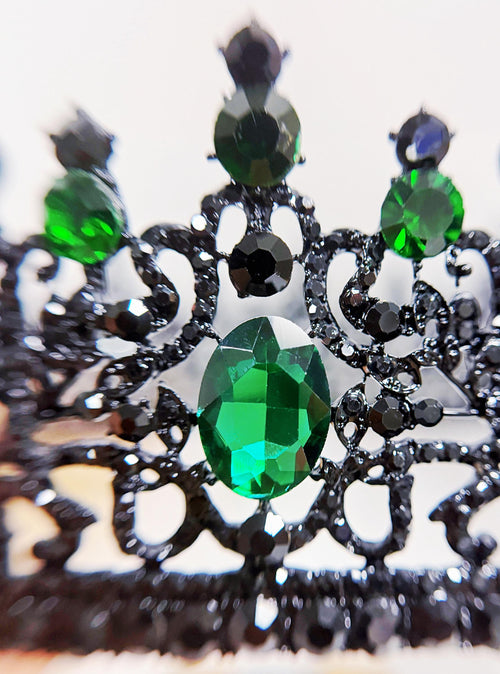 Black King Crown: Green Stone Gothic Renaissance Coronation