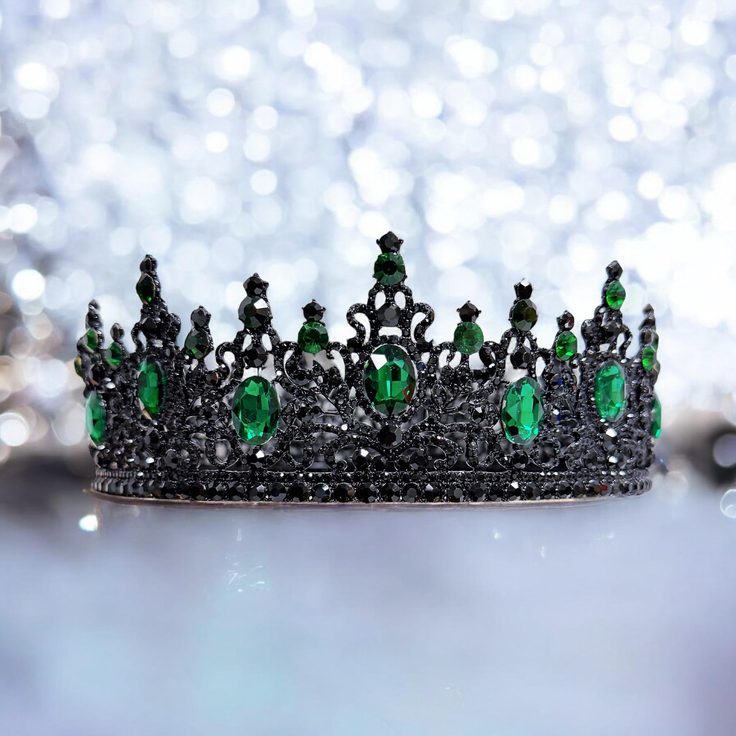Black King Crown: Green Stone Gothic Renaissance Coronation