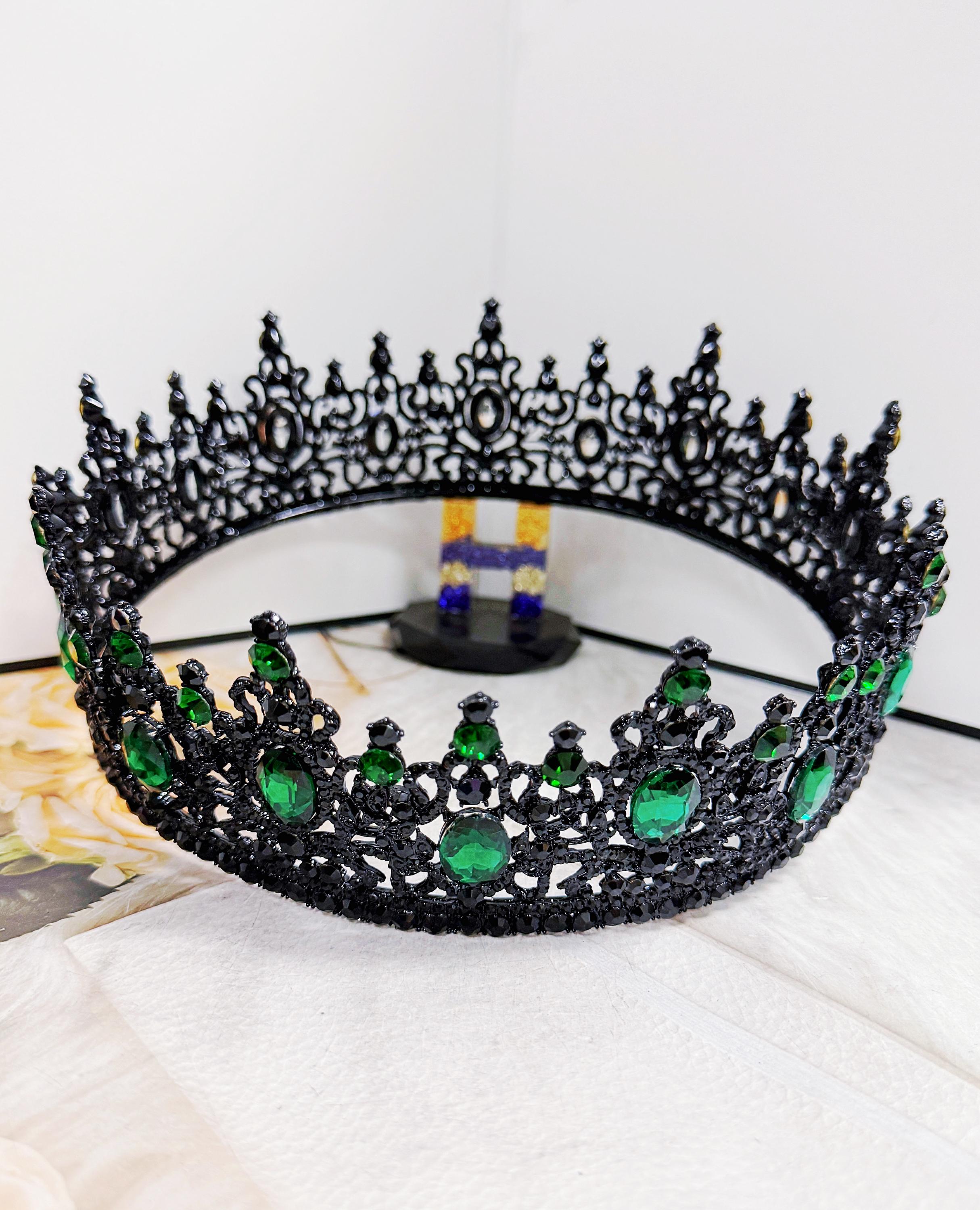 Black King Crown: Green Stone Gothic Renaissance Coronation