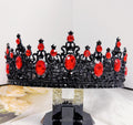 HappyJewelryWorld Black King Crown Red Stone Gothic Renaissance Coronation XL