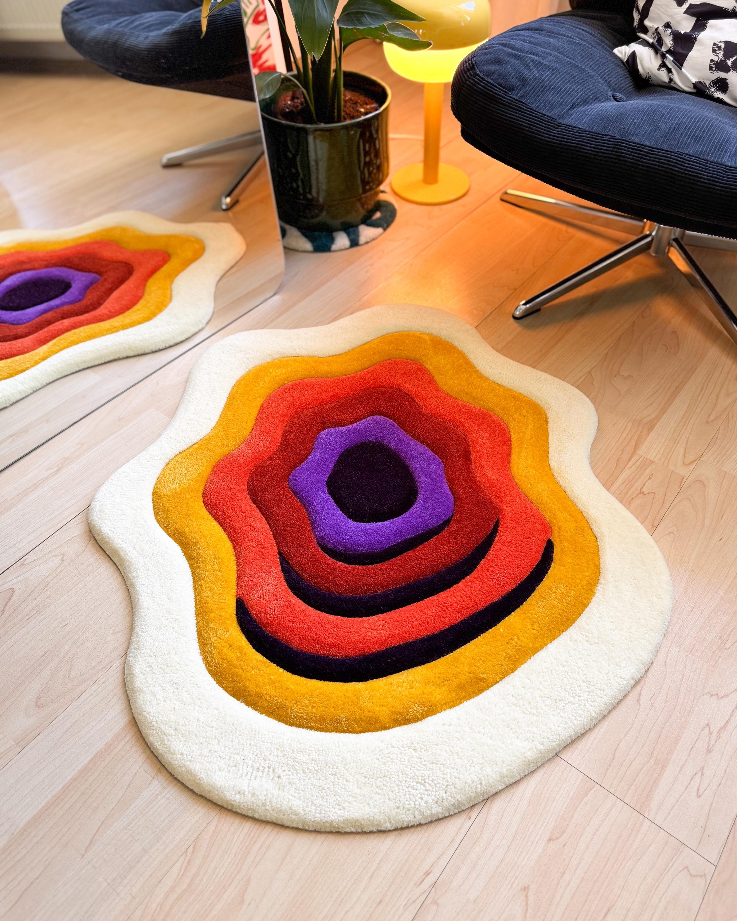 LargoModern Custom Handmade Psychedelic Fluffy Tufted Rug