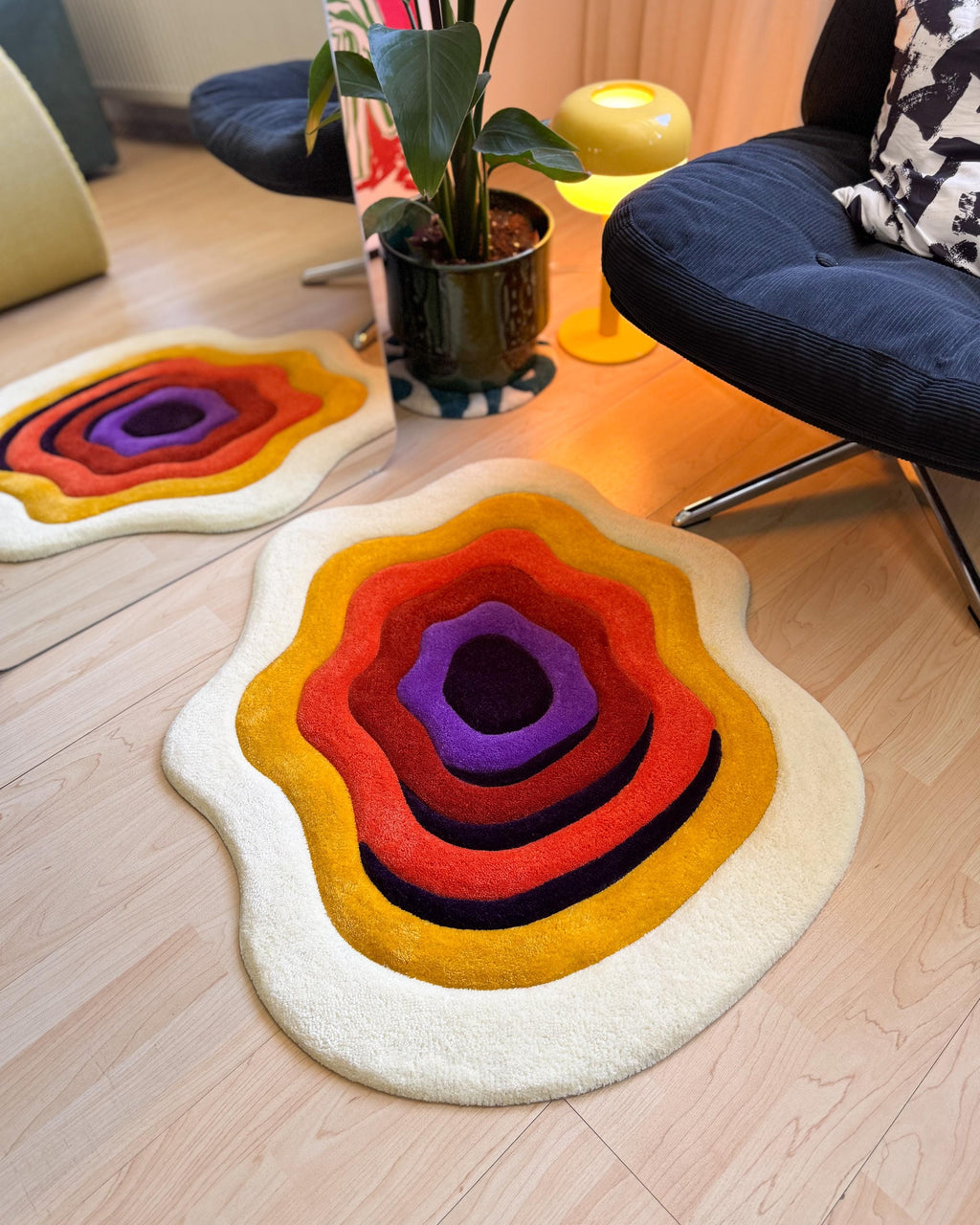 LargoModern Custom Handmade Psychedelic Fluffy Tufted Rug