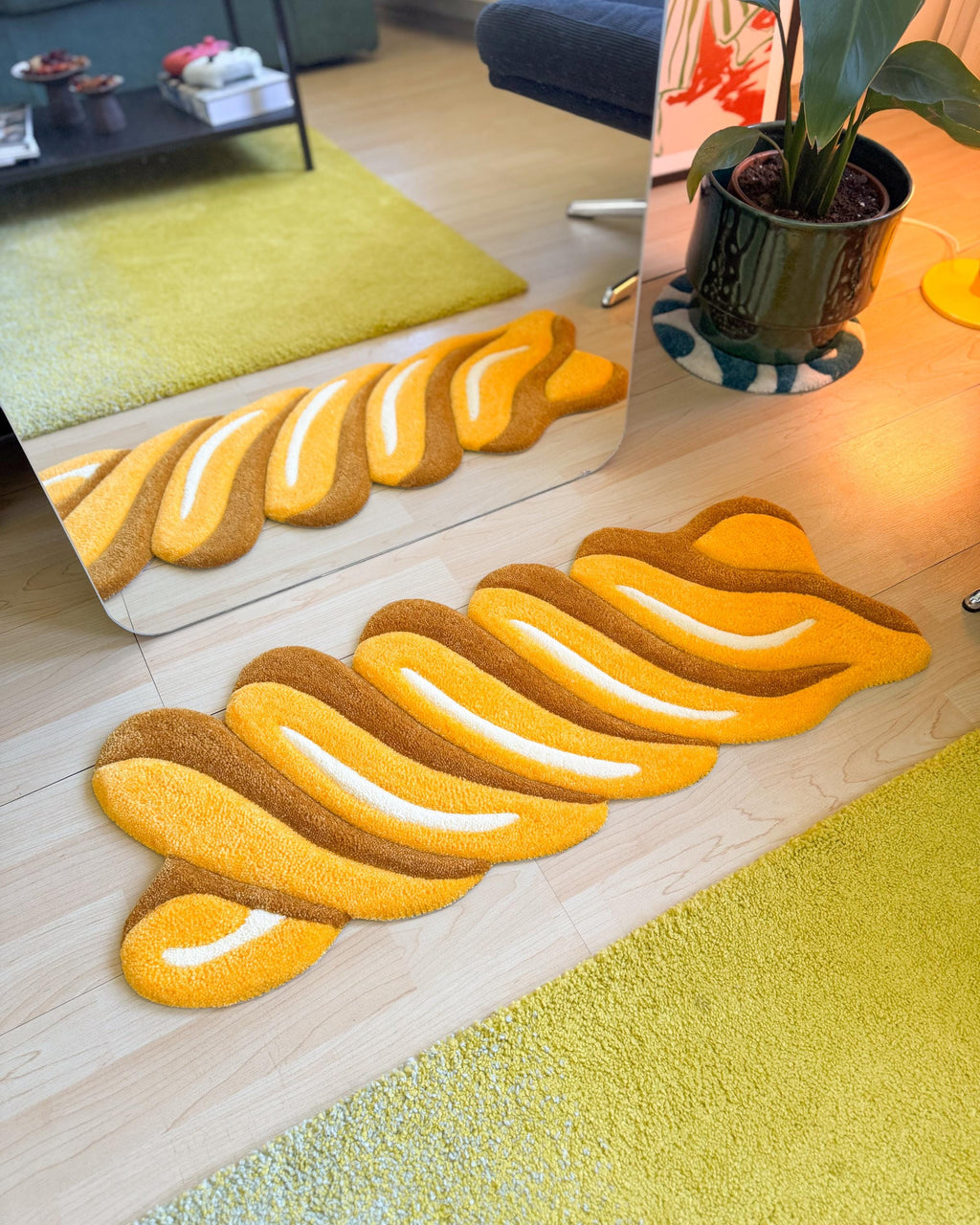 LargoModern Fusilli Custom Tufted Rug Handmade Cotton 32x12in