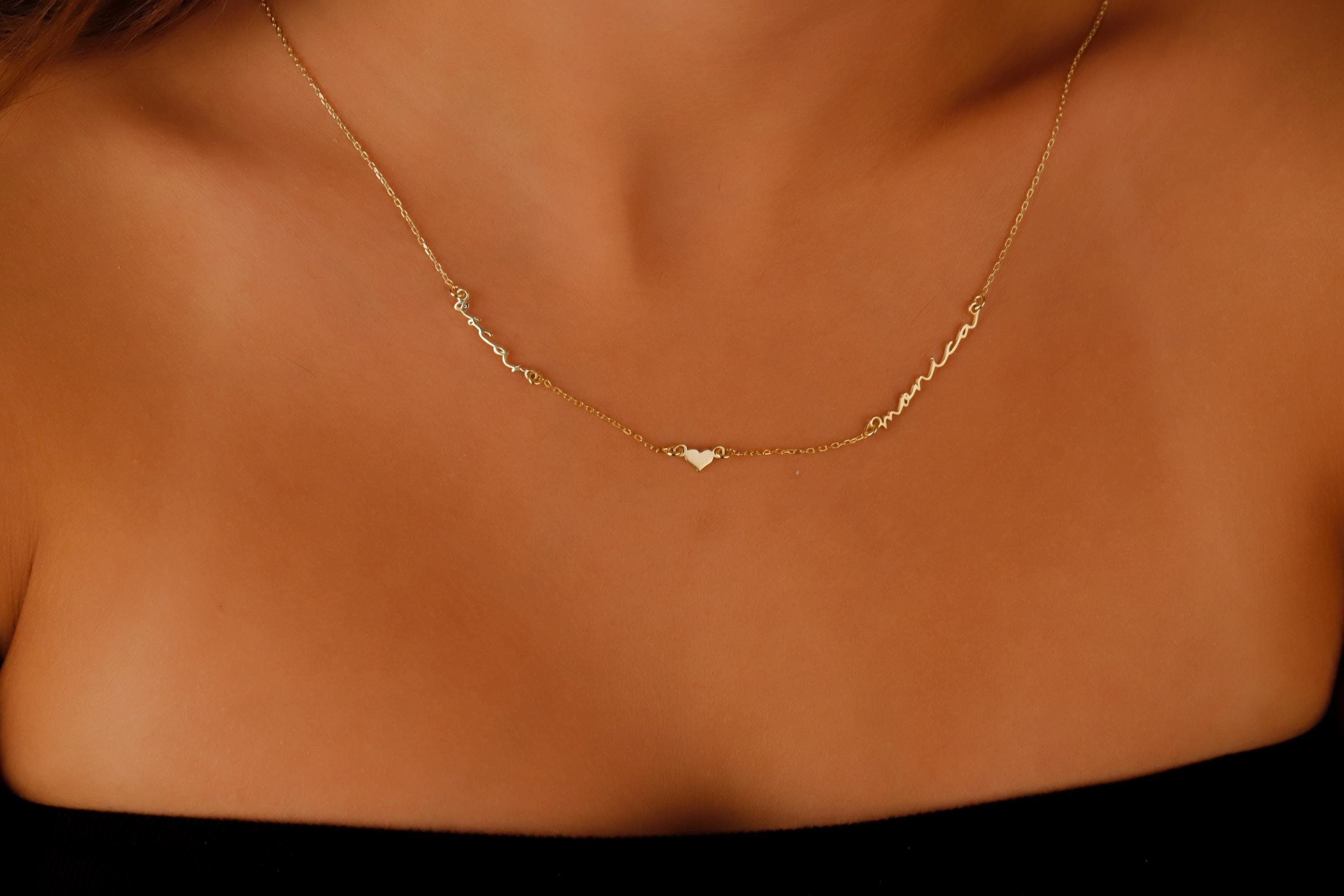 SilverGoldandRose Personalized Two-Name Sterling Silver Couple Necklace
