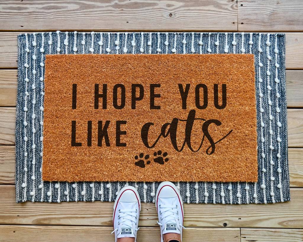 Natural Coir Doormat I Hope You Like Cats Feline Welcome Mat