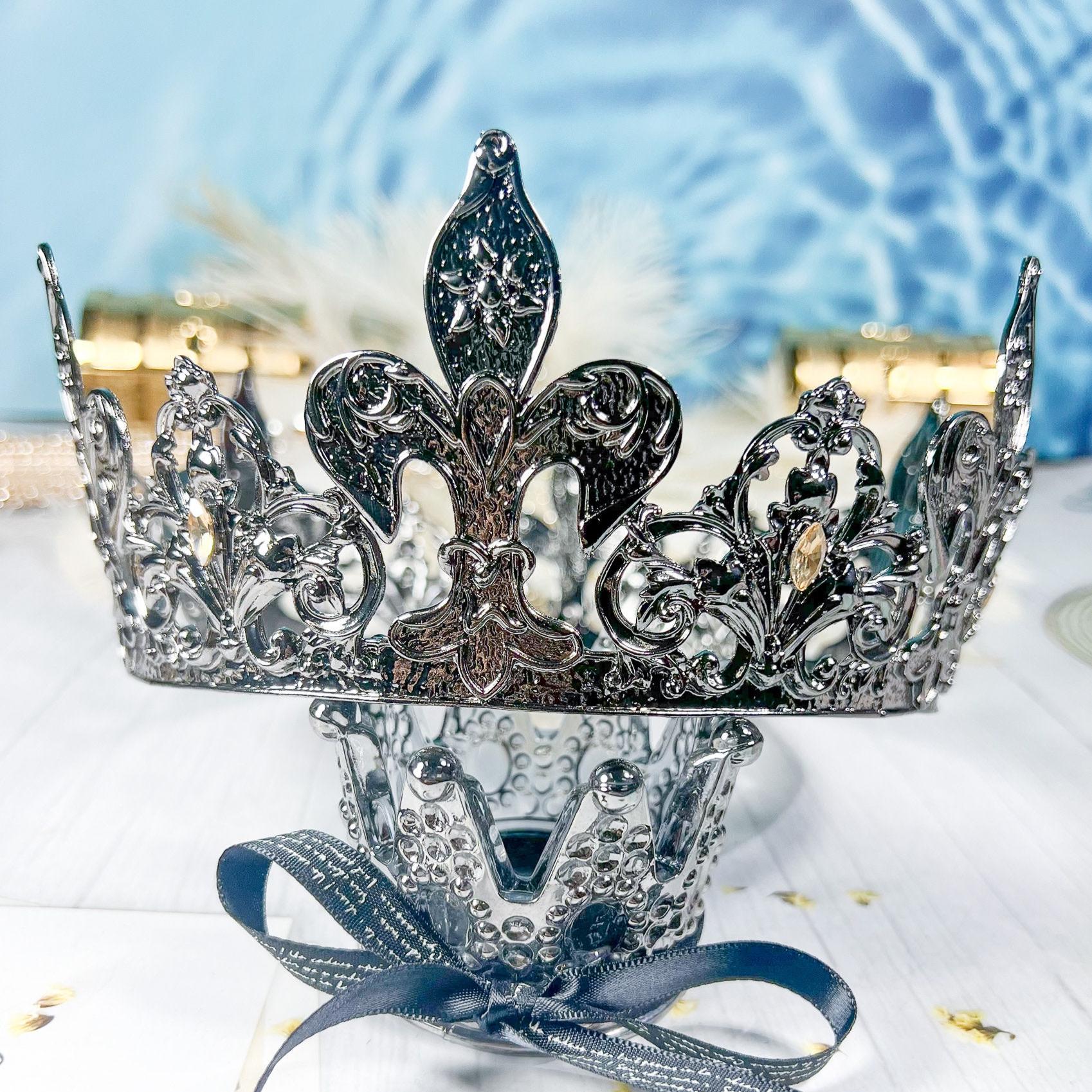 HappyJewelryWorld Fleur De Lis Royal Crown Rhinestone Crystal Tiara