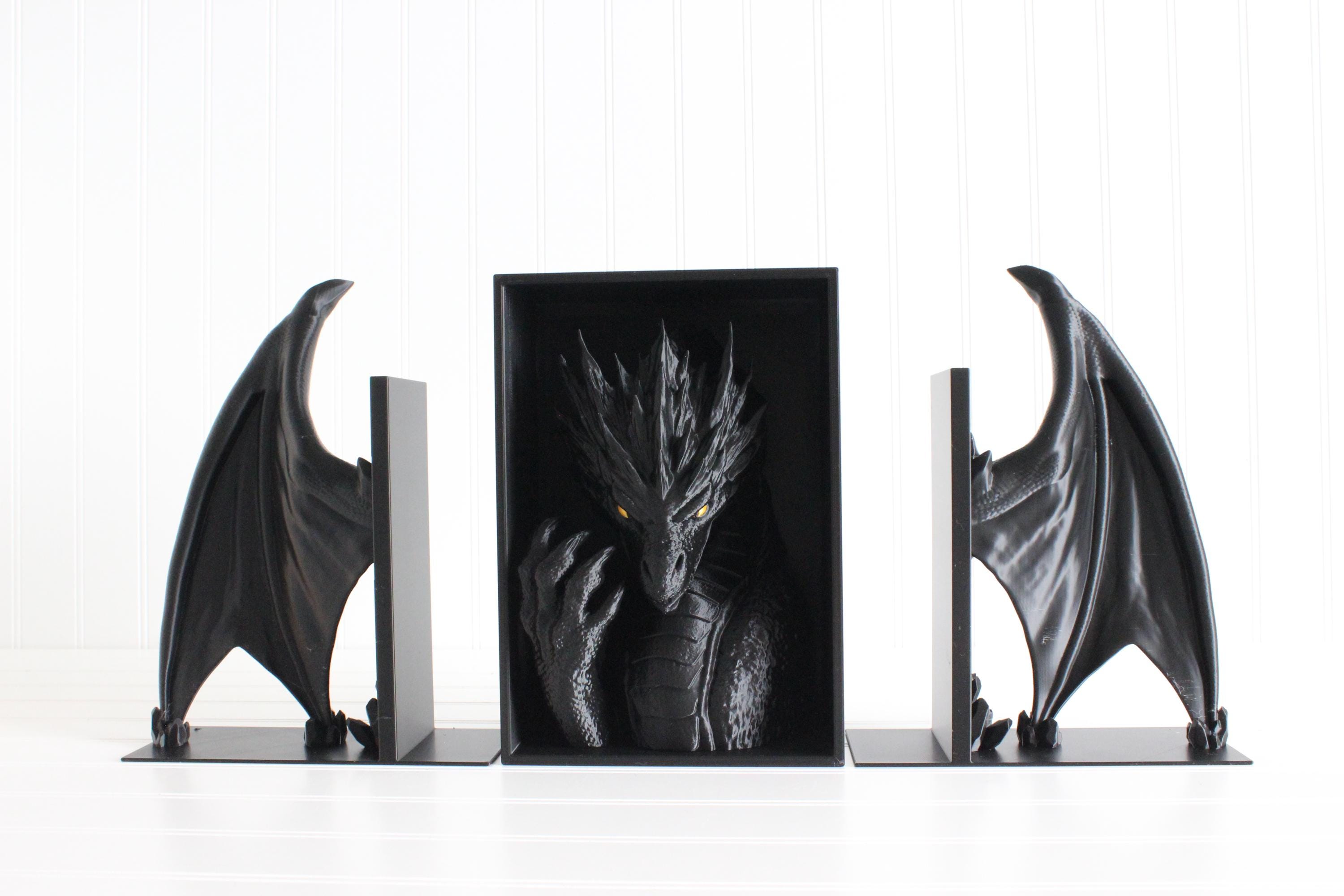DelightfullyDutch 3D Printed Dragon Bookends Fourth Wing Bookshelf Decor