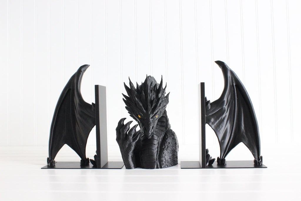DelightfullyDutch 3D Printed Dragon Bookends Fourth Wing Bookshelf Decor