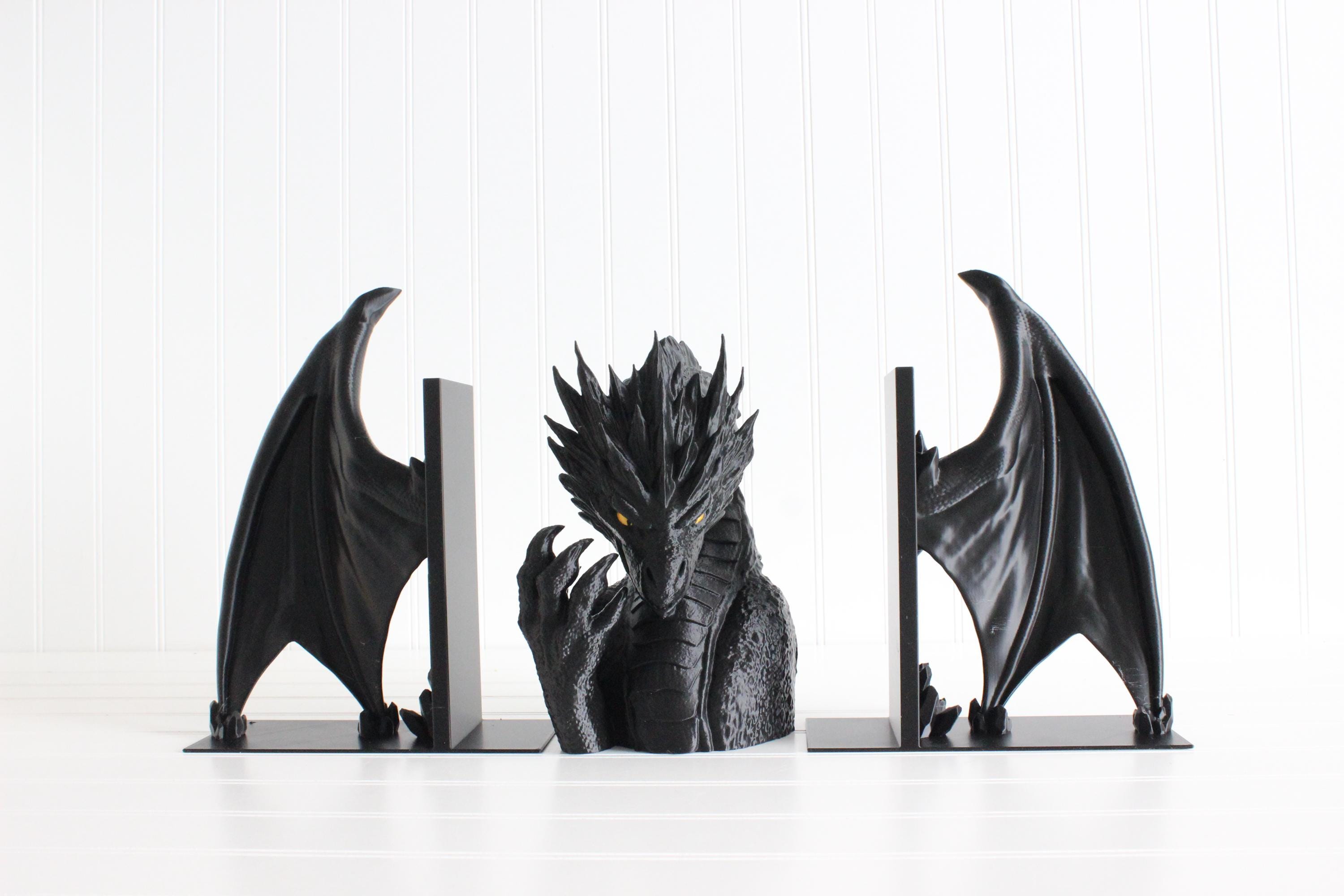 DelightfullyDutch 3D Printed Dragon Bookends Fourth Wing Bookshelf Decor