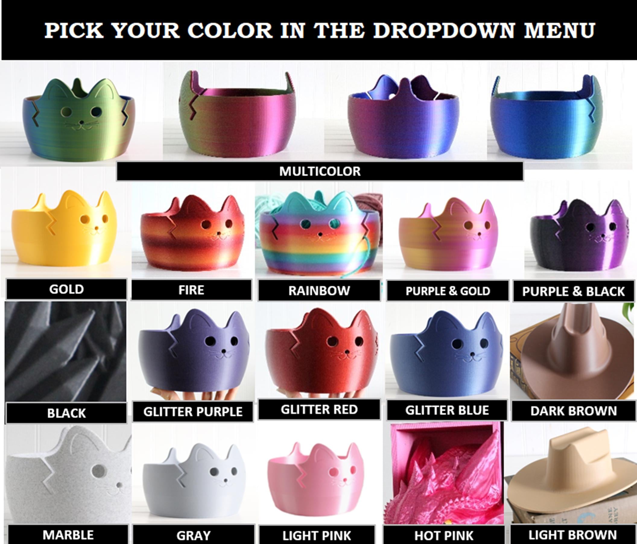 DelightfullyDutch 3D Printed Cat Yarn Bowl Yarn Holder Crochet