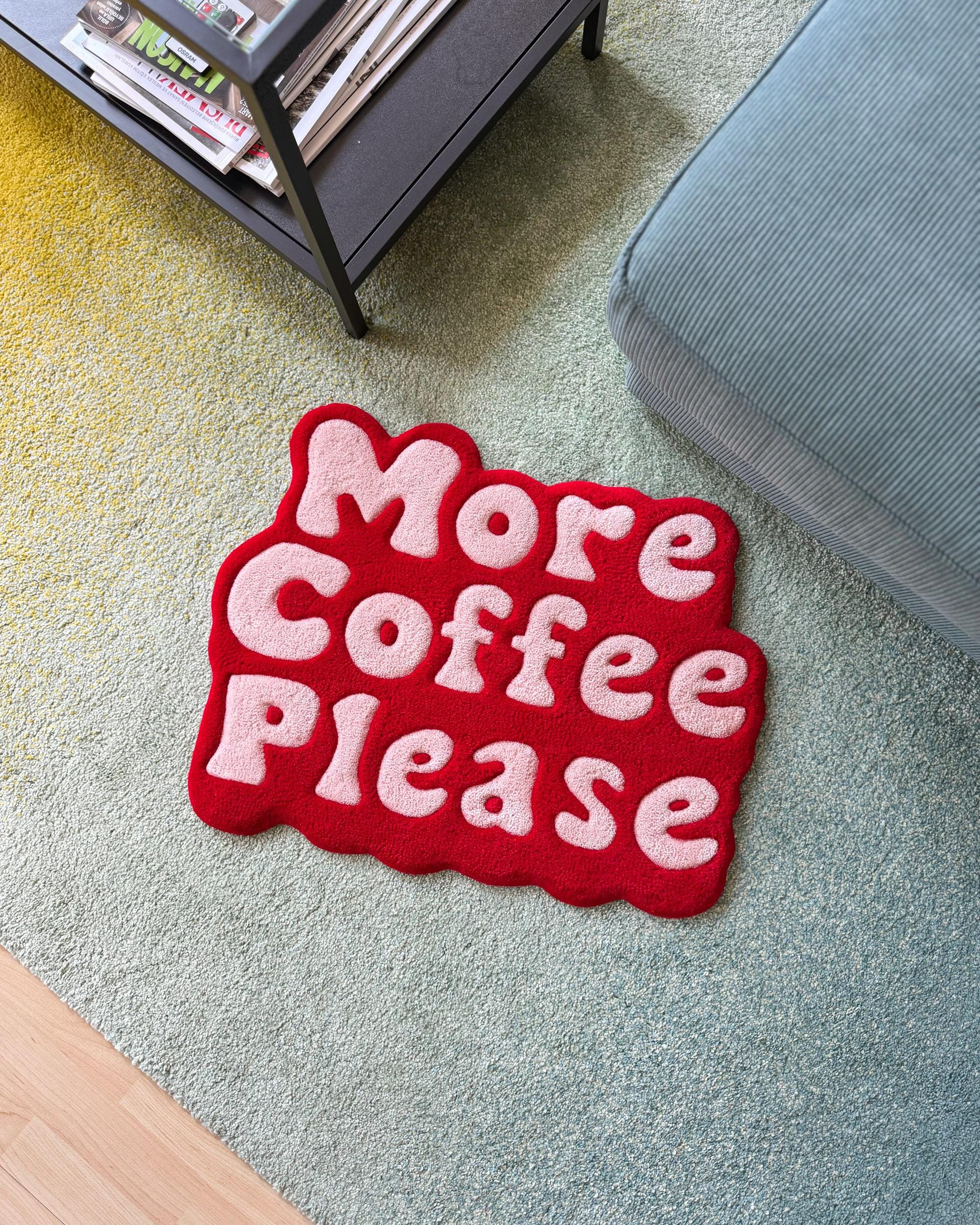LargoModern Handmade Tufted Rug More Coffee Please 24x18in