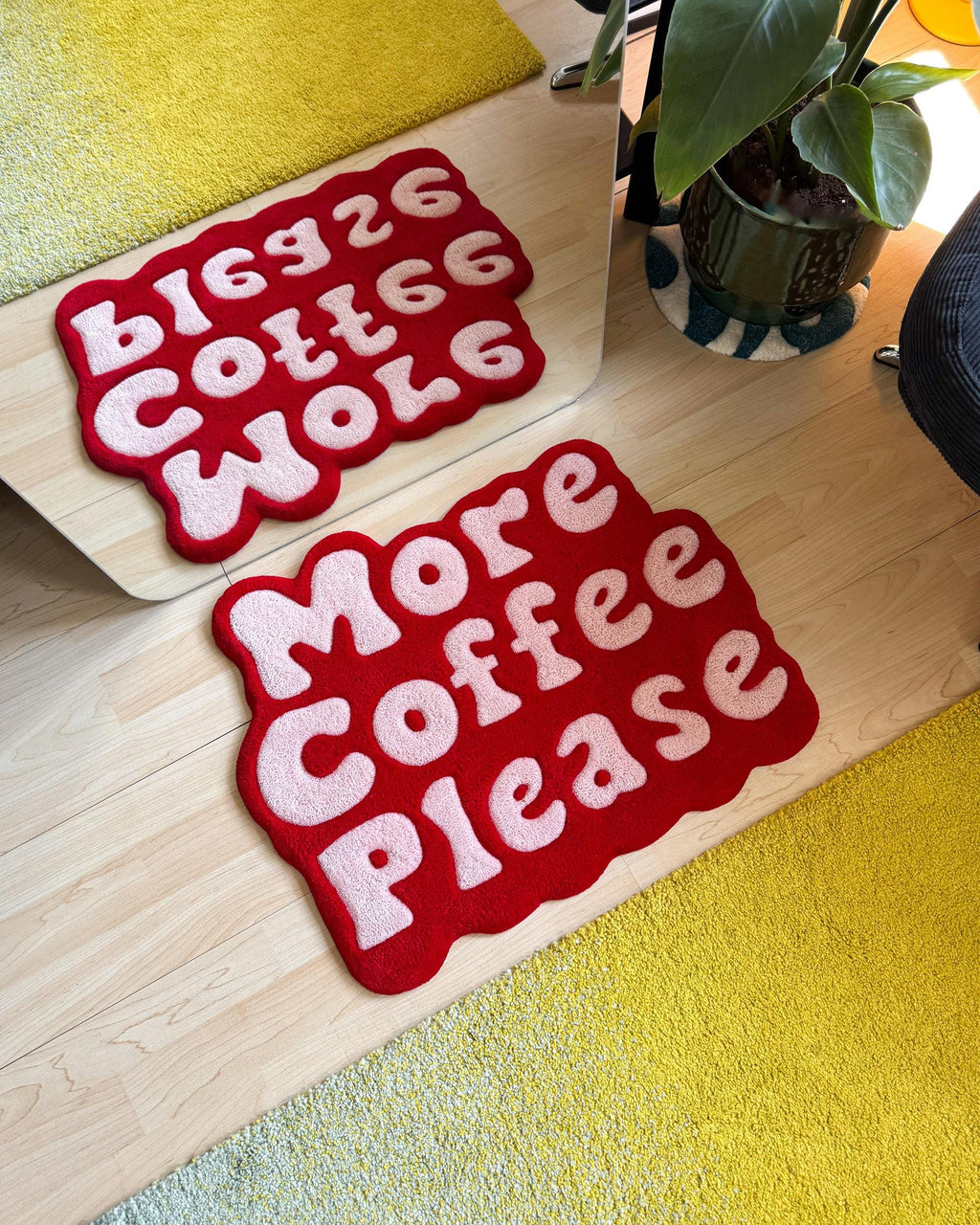 LargoModern Handmade Tufted Rug More Coffee Please 24x18in