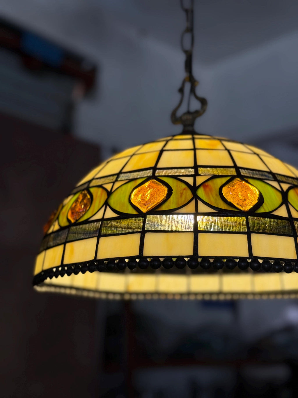 U2Antique 14 Inch Handmade Tiffany Stained Glass Pendant Lamp