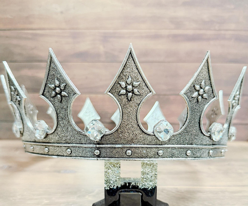 HappyJewelryWorld Vintage Silver Medieval Crown Rhinestone