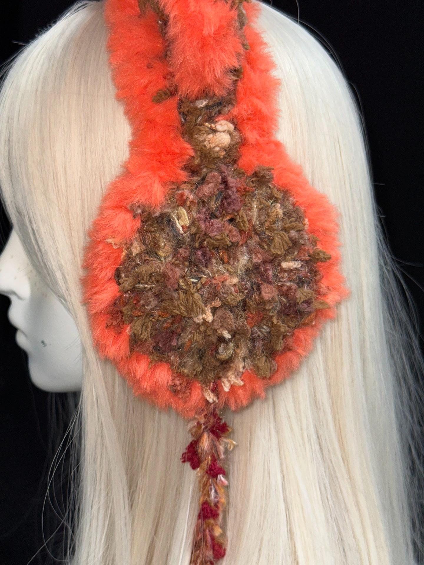 stellarPride Handcrafted Orange Fox Plush Headband Cozy Adjustable Ears