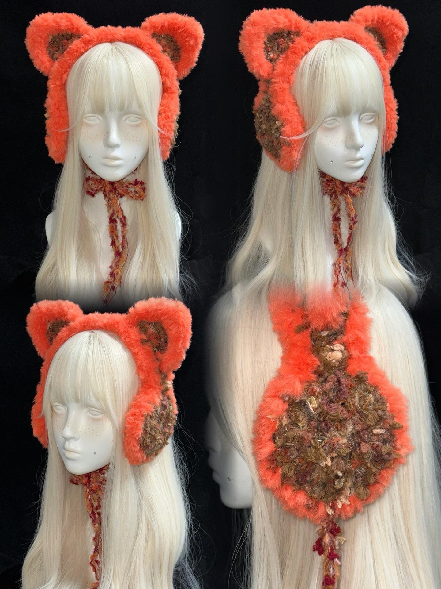 stellarPride Handcrafted Orange Fox Plush Headband Cozy Adjustable Ears