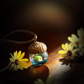 TinyNatureWorks Acorn Pendant Necklace with Resin Snail on Mushroom